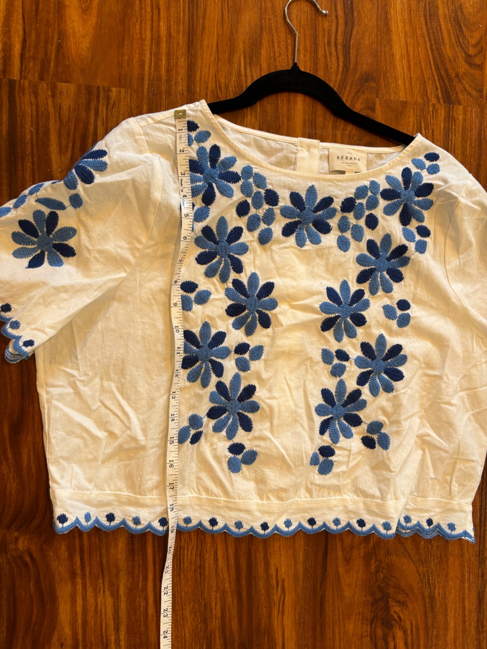 Sezane Enaline Blouse Blue Bouquet Print - Size 12 - Picture 7 of 7